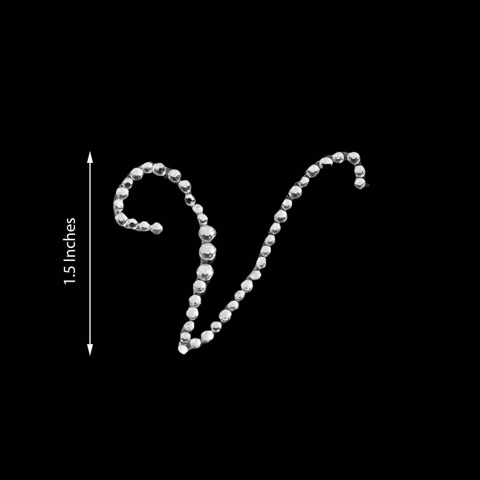 12 Pack 1.5" Clear Rhinestone Monogram Letter Jewel Sticker Self Adhesive DIY Diamond Decor - V - Linen Luxes