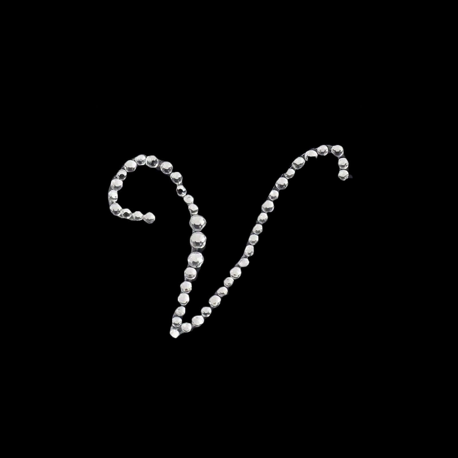 12 Pack 1.5" Clear Rhinestone Monogram Letter Jewel Sticker Self Adhesive DIY Diamond Decor - V - Linen Luxes