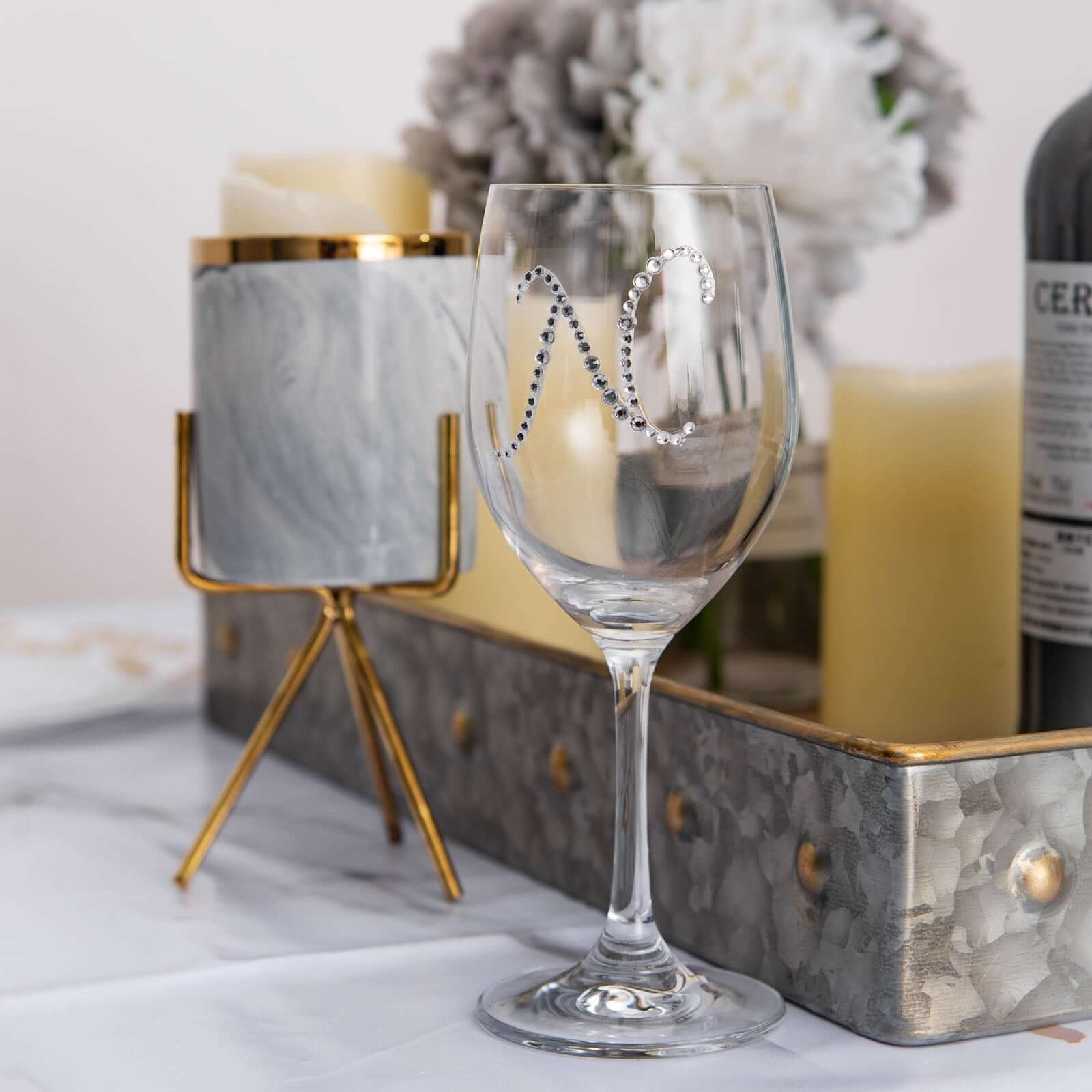 12 Pack 1.5" Clear Rhinestone Monogram Letter Jewel Sticker Self Adhesive DIY Diamond Decor - V - Linen Luxes