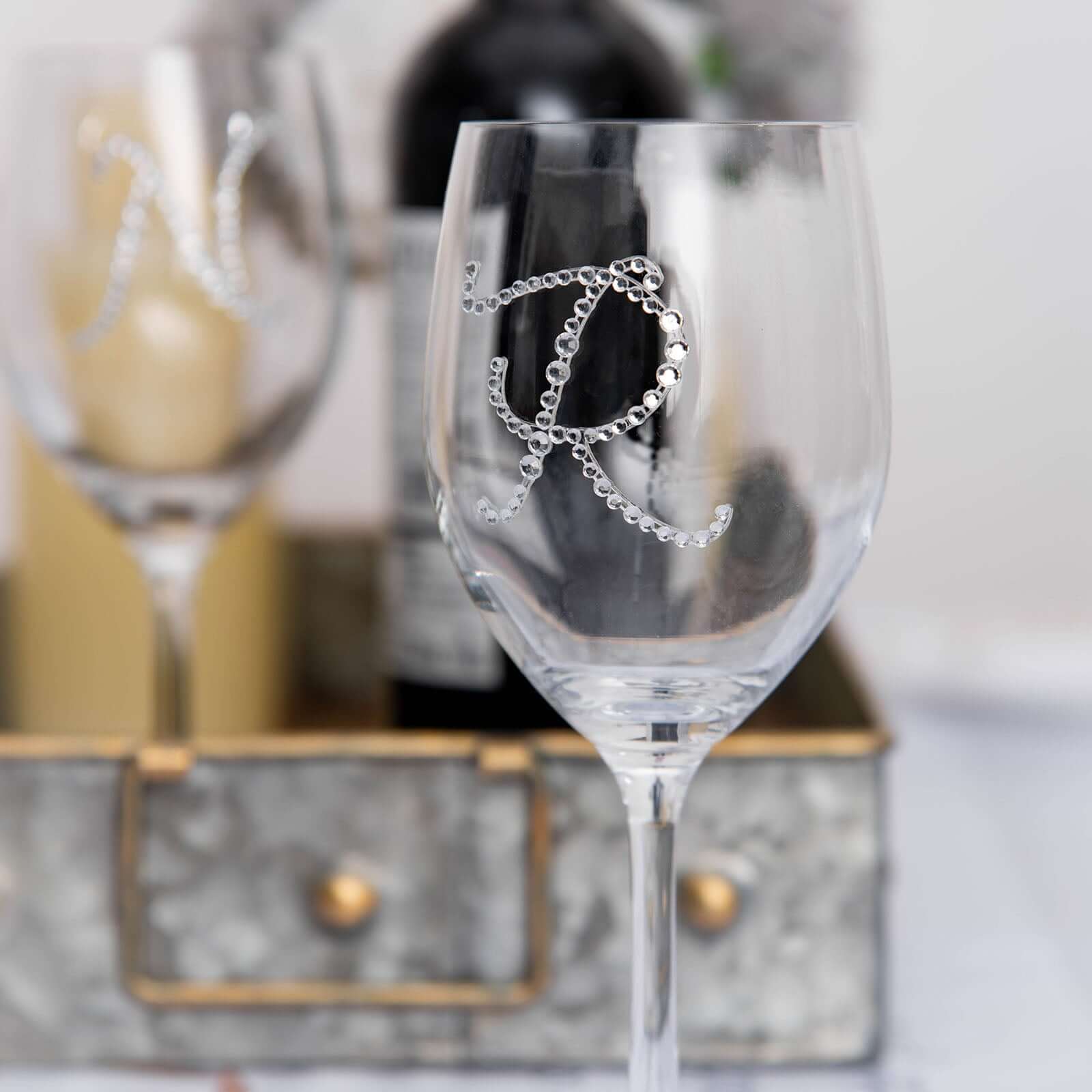 12 Pack 1.5" Clear Rhinestone Monogram Letter Jewel Sticker Self Adhesive DIY Diamond Decor - Z - Linen Luxes