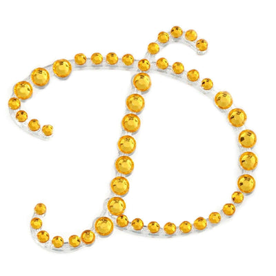 12 Pack 1.5" Gold Rhinestone Monogram Letter Jewel Sticker Self Adhesive DIY Diamond Decor - D - Linen Luxes