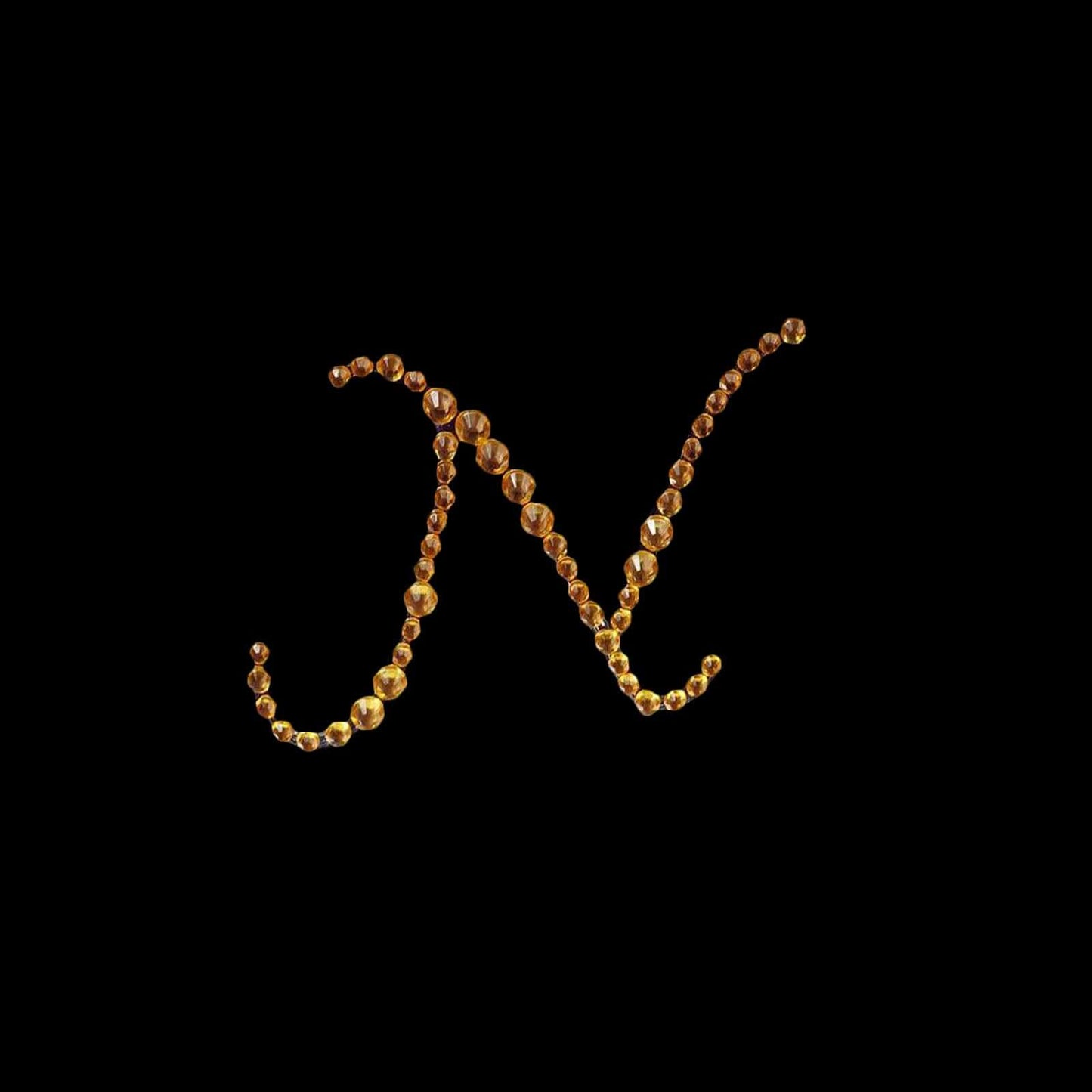12 Pack 1.5" Gold Rhinestone Monogram Letter Jewel Sticker Self Adhesive DIY Diamond Decor - N - Linen Luxes