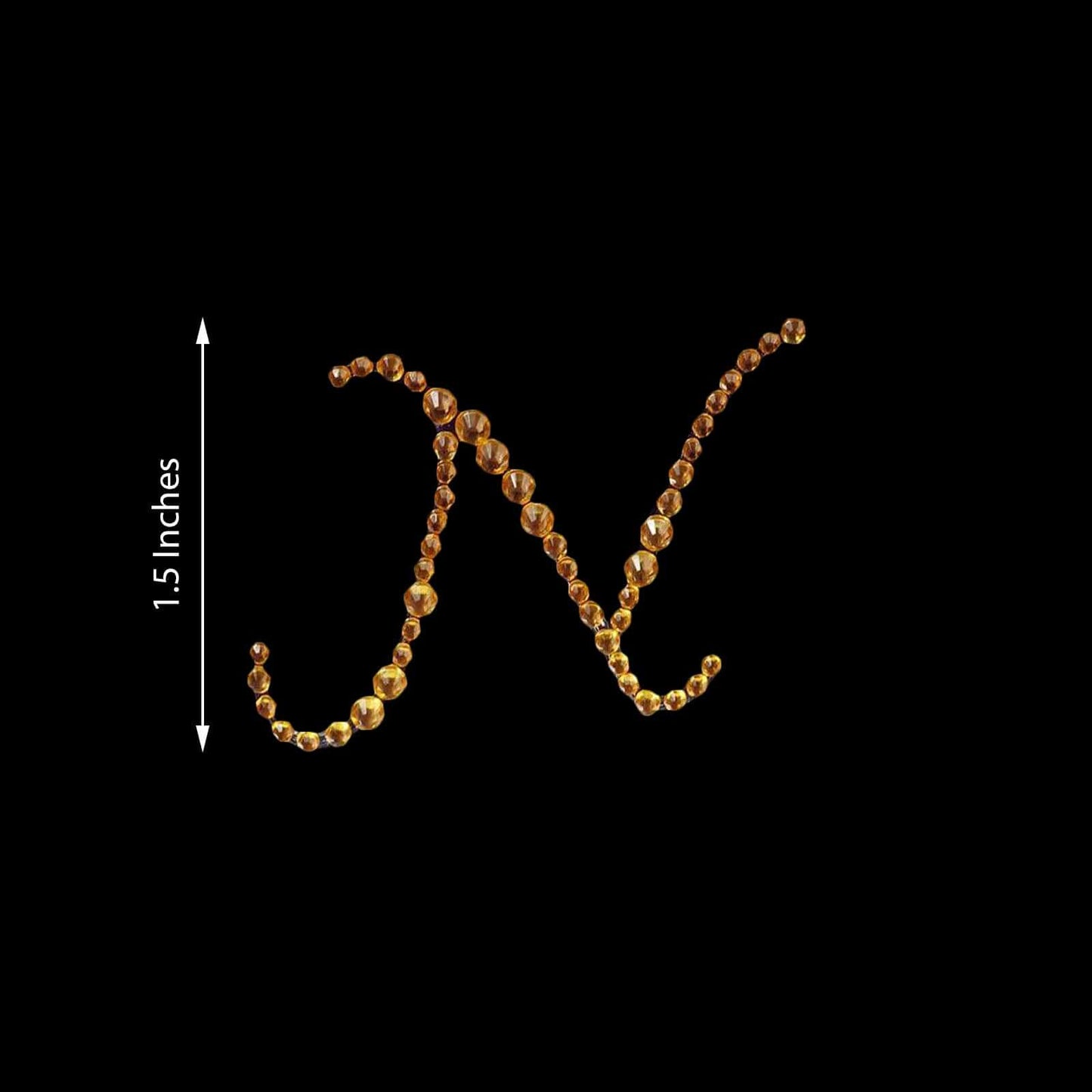 12 Pack 1.5" Gold Rhinestone Monogram Letter Jewel Sticker Self Adhesive DIY Diamond Decor - N - Linen Luxes