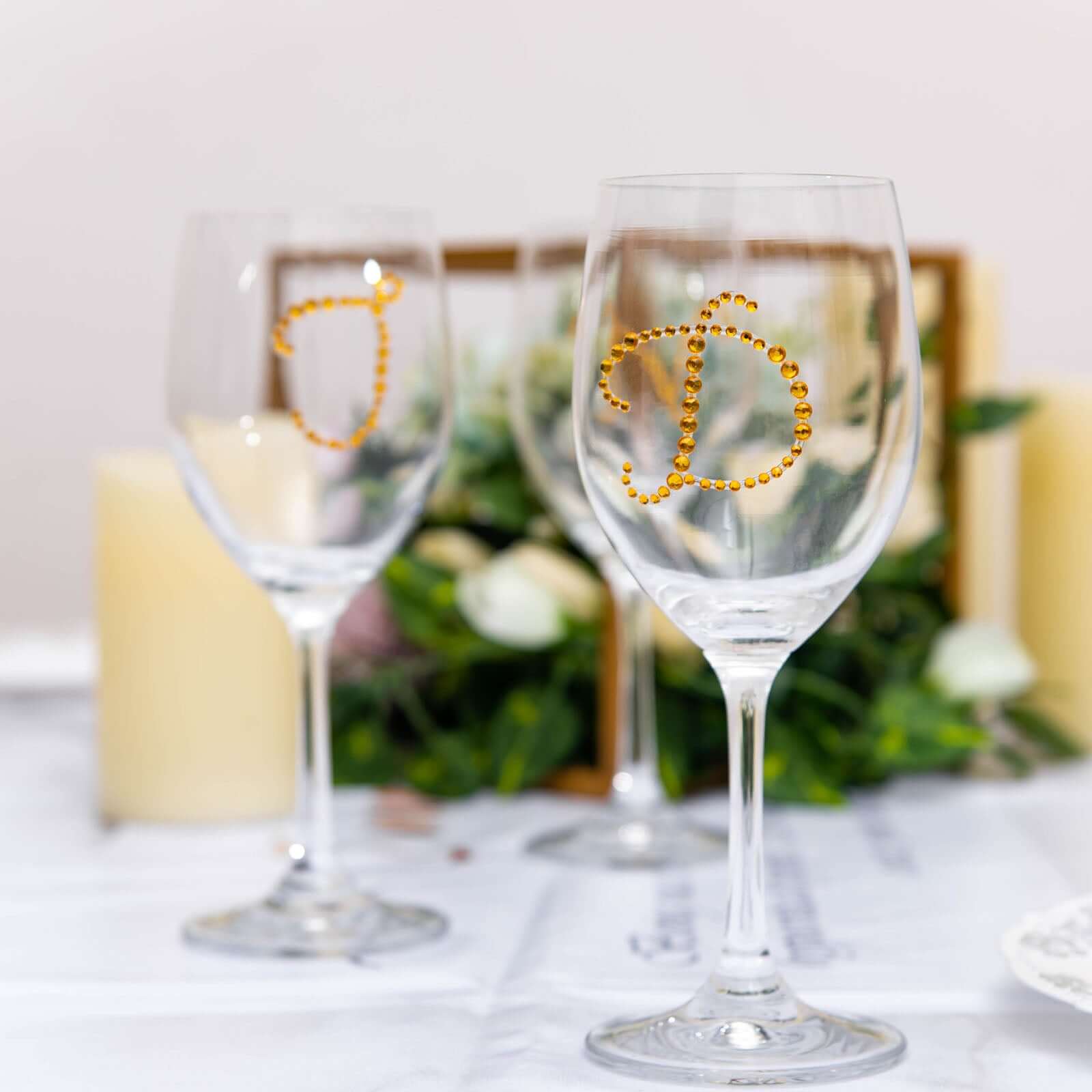 12 Pack 1.5" Gold Rhinestone Monogram Letter Jewel Sticker Self Adhesive DIY Diamond Decor - N - Linen Luxes