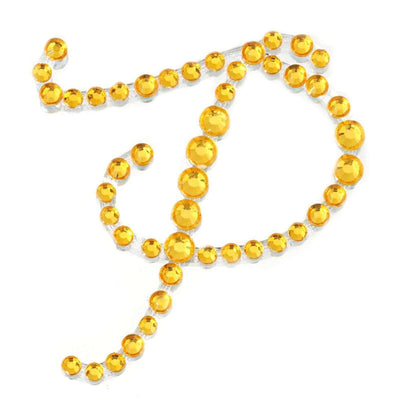12 Pack 1.5" Gold Rhinestone Monogram Letter Jewel Sticker Self Adhesive DIY Diamond Decor - P - Linen Luxes