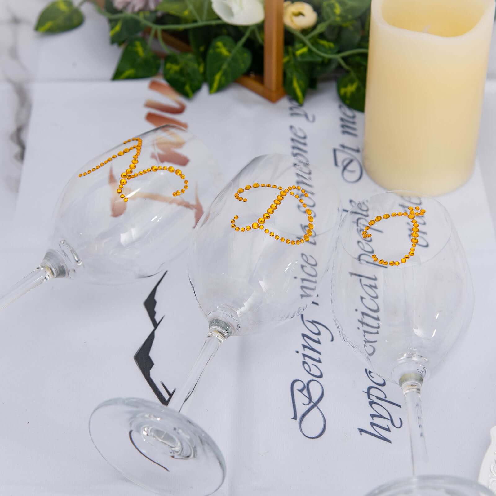 12 Pack 1.5" Gold Rhinestone Monogram Letter Jewel Sticker Self Adhesive DIY Diamond Decor - Q - Linen Luxes