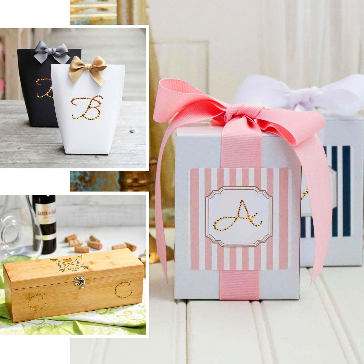 12 Pack 1.5" Gold Rhinestone Monogram Letter Jewel Sticker Self Adhesive DIY Diamond Decor - T - Linen Luxes