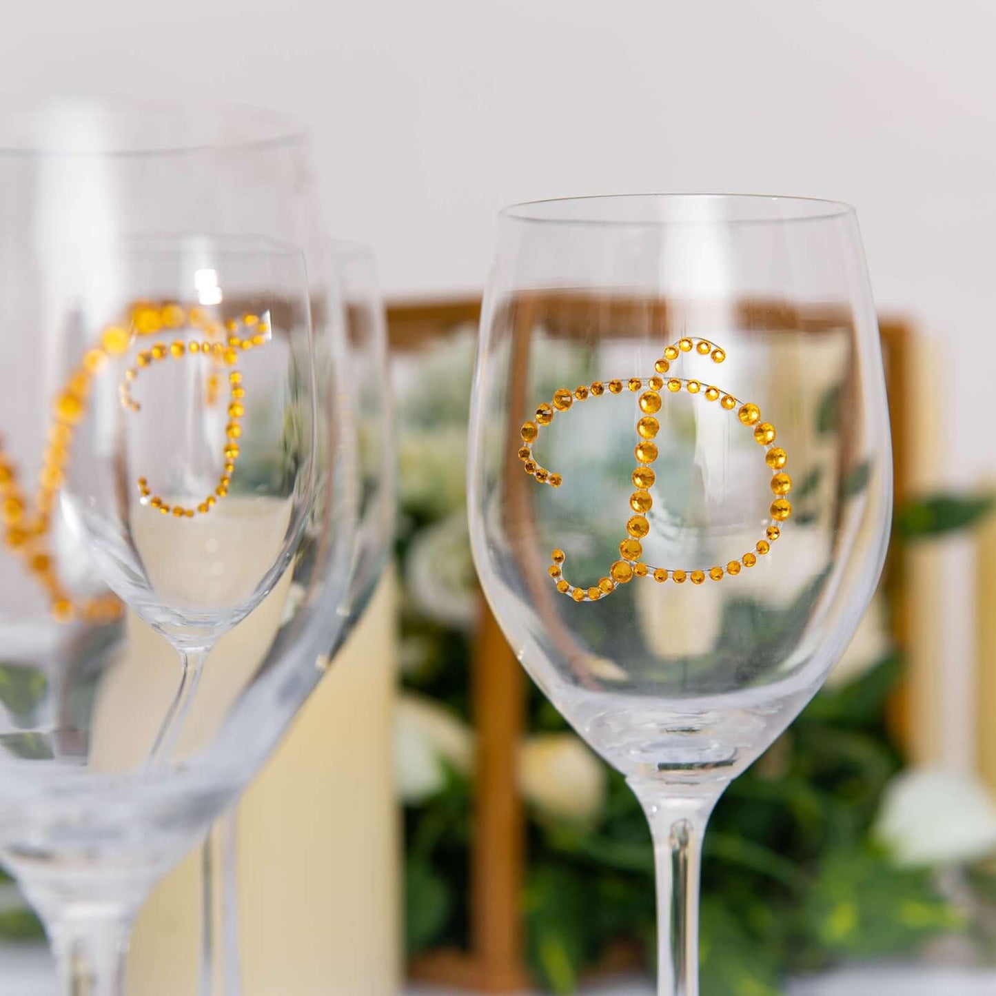 12 Pack 1.5" Gold Rhinestone Monogram Letter Jewel Sticker Self Adhesive DIY Diamond Decor - U - Linen Luxes