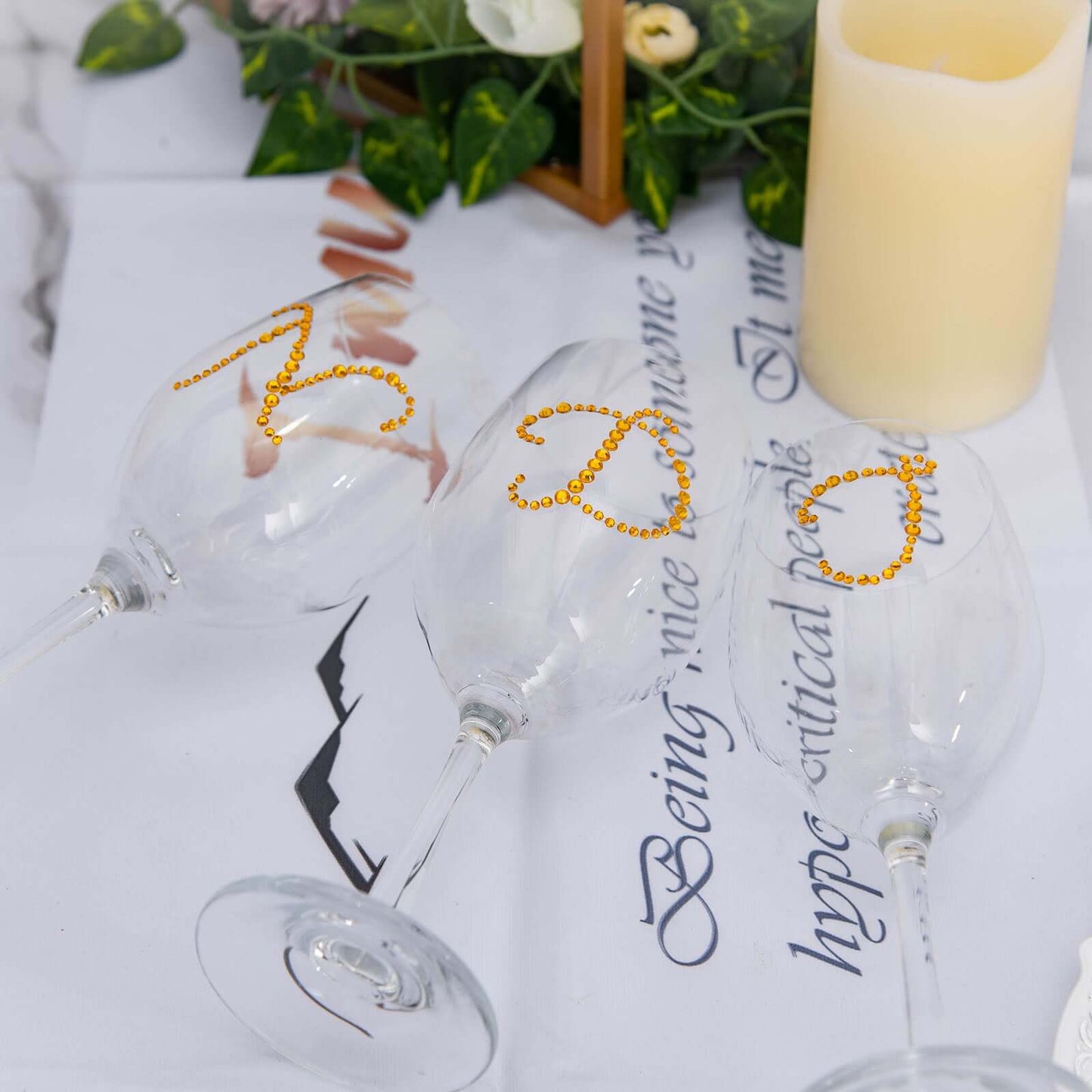 12 Pack 1.5" Gold Rhinestone Monogram Letter Jewel Sticker Self Adhesive DIY Diamond Decor - U - Linen Luxes