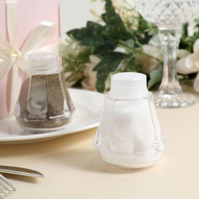 12 Pack 2.5" Clear Plastic Salt and Pepper Shakers Party Favor Gifts - Linen Luxes