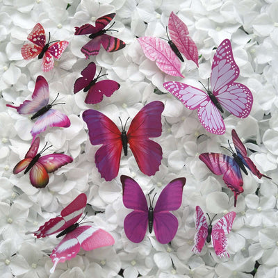 12 - Pack 3D Butterfly Wall Decals, DIY Stickers Decorative Purple Collection Removable Design - Linen Luxes