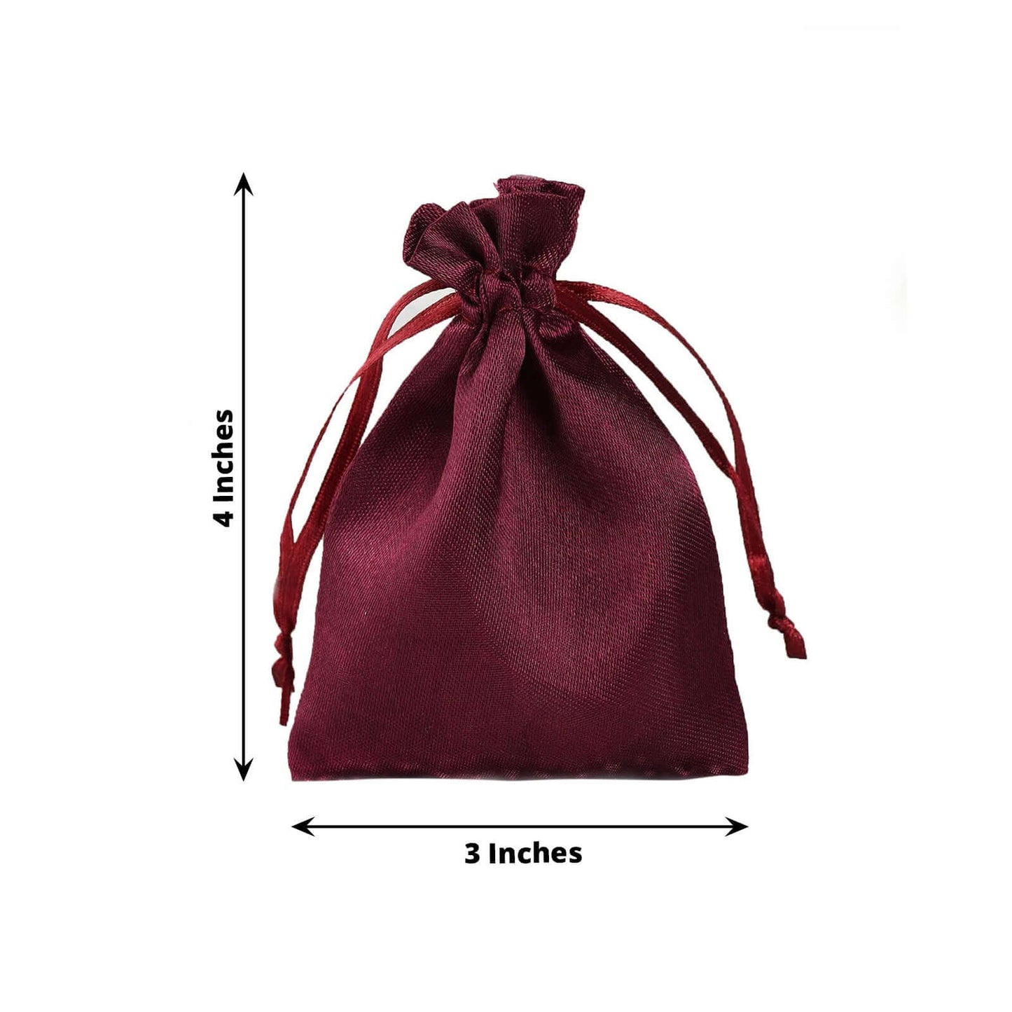 12 Pack 3"x4" Burgundy Satin Drawstring Wedding Party Favor Gift Bags - Linen Luxes