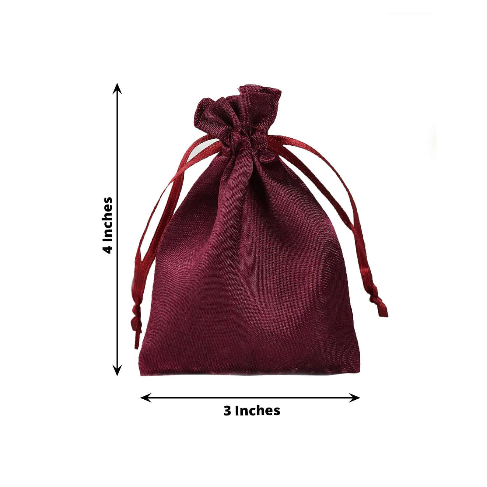 12 Pack 3"x4" Burgundy Satin Drawstring Wedding Party Favor Gift Bags - Linen Luxes