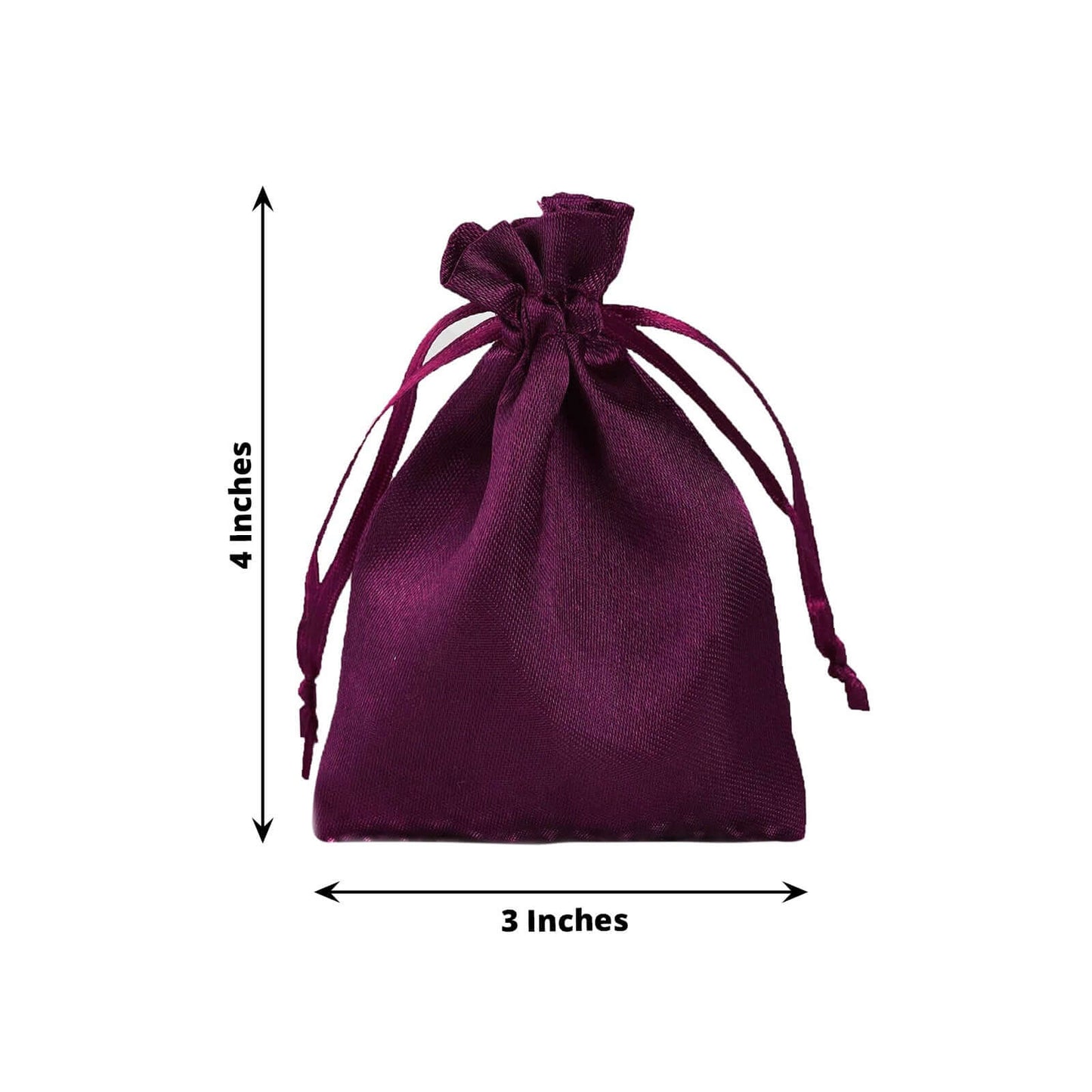 12 Pack 3"x4" Eggplant Satin Drawstring Wedding Party Favor Gift Bags - Linen Luxes