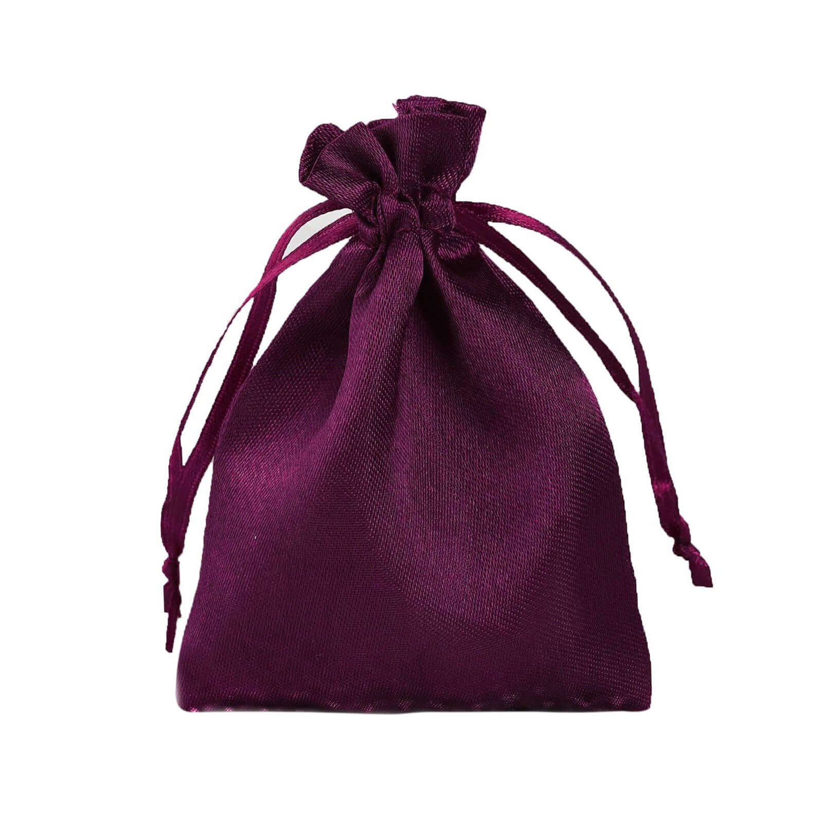 12 Pack 3"x4" Eggplant Satin Drawstring Wedding Party Favor Gift Bags - Linen Luxes