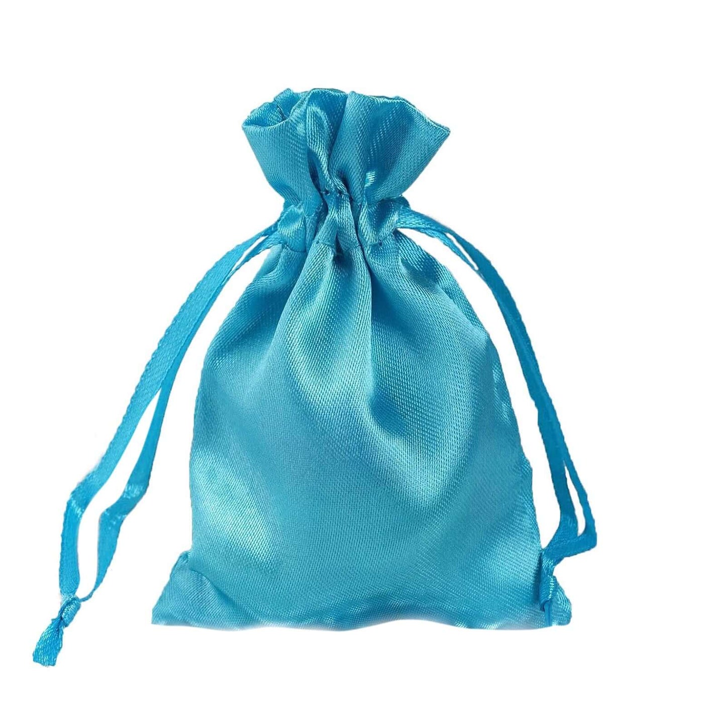 12 Pack 3"x4" Turquoise Satin Drawstring Wedding Party Favor Gift Bags - Linen Luxes