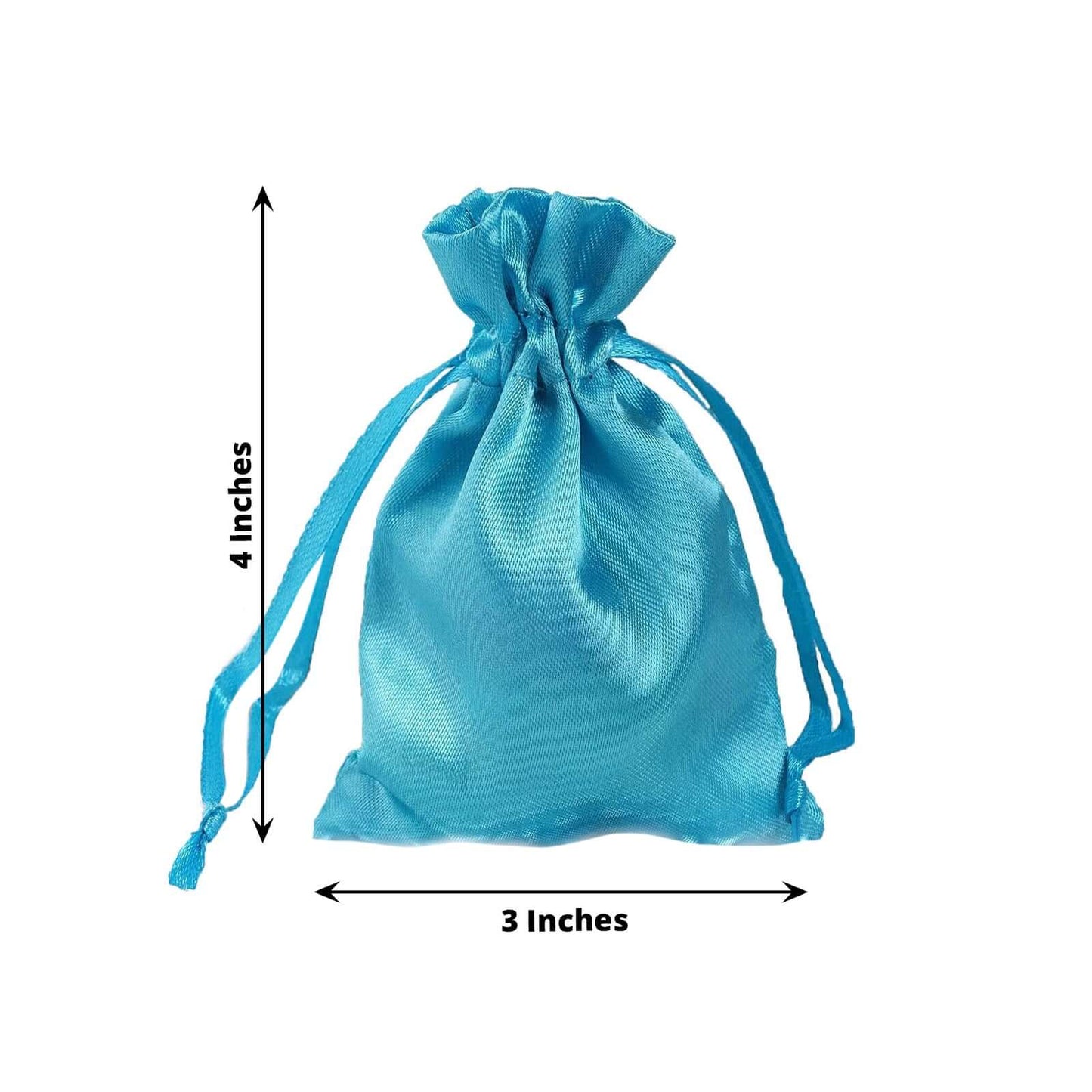 12 Pack 3"x4" Turquoise Satin Drawstring Wedding Party Favor Gift Bags - Linen Luxes