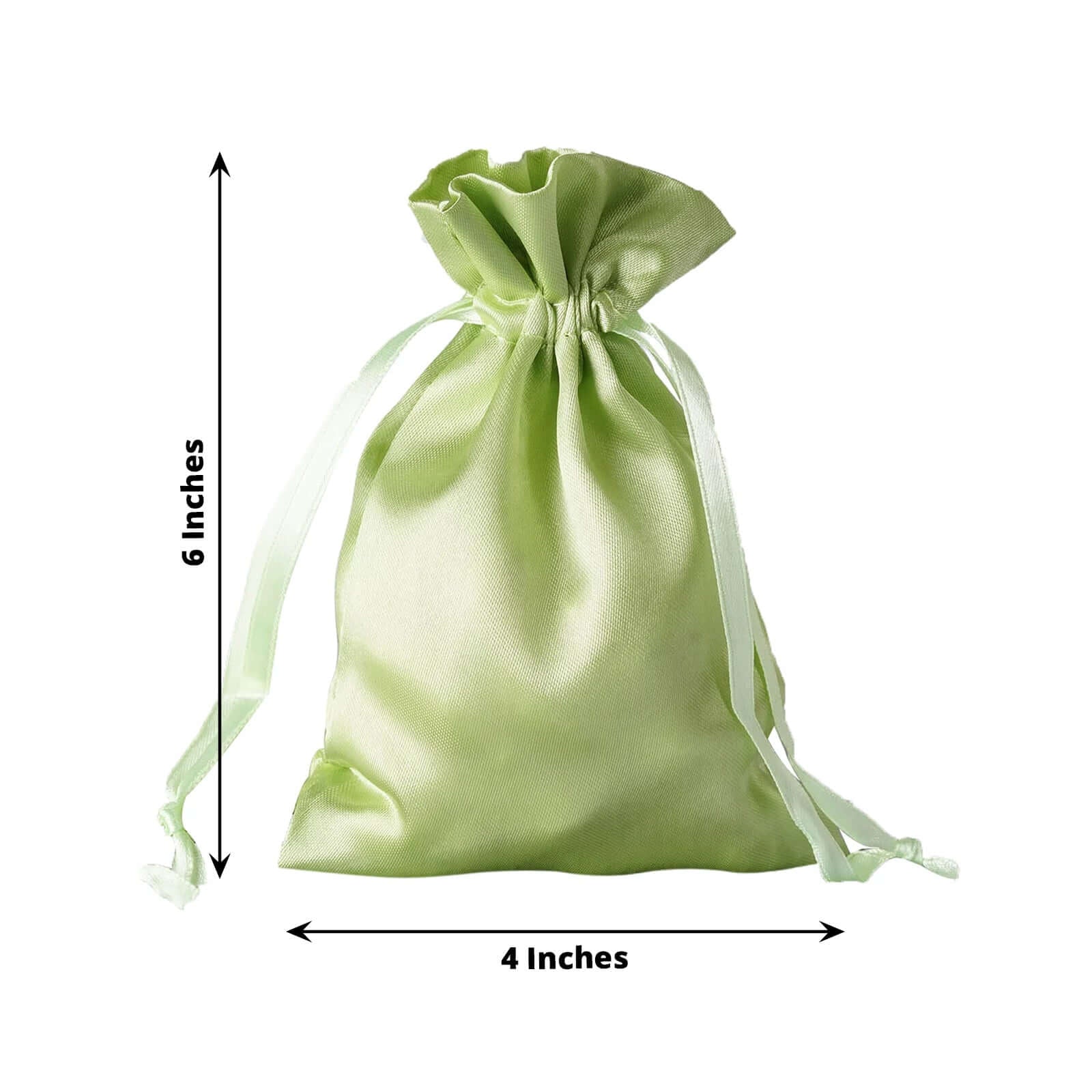 12 Pack 4"x6" Apple Green Satin Drawstring Wedding Party Favor Gift Bags - Linen Luxes