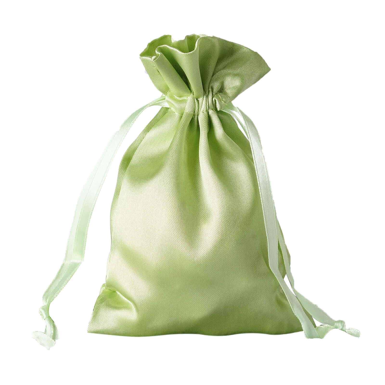 12 Pack 4"x6" Apple Green Satin Drawstring Wedding Party Favor Gift Bags - Linen Luxes