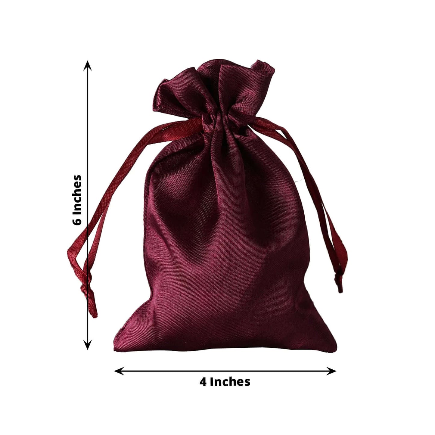 12 Pack 4"x6" Eggplant Satin Drawstring Wedding Party Favor Gift Bags - Linen Luxes