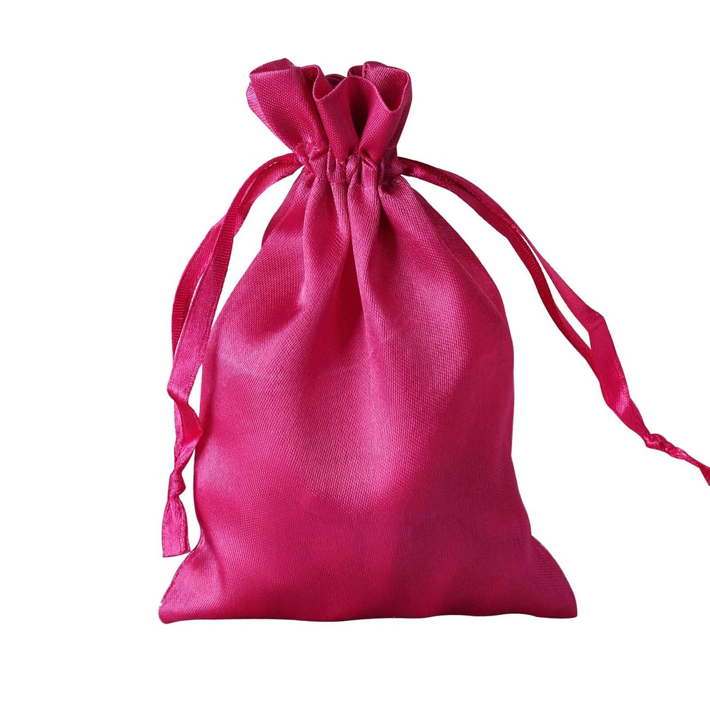 12 Pack 4"x6" Fuchsia Satin Drawstring Wedding Party Favor Gift Bags - Linen Luxes