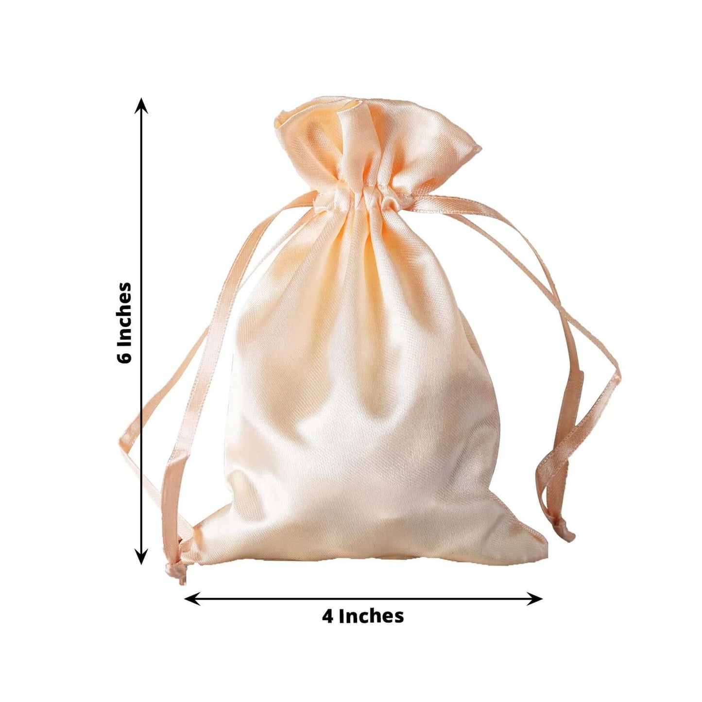 12 Pack 4"x6" Peach Satin Drawstring Wedding Party Favor Gift Bags - Linen Luxes
