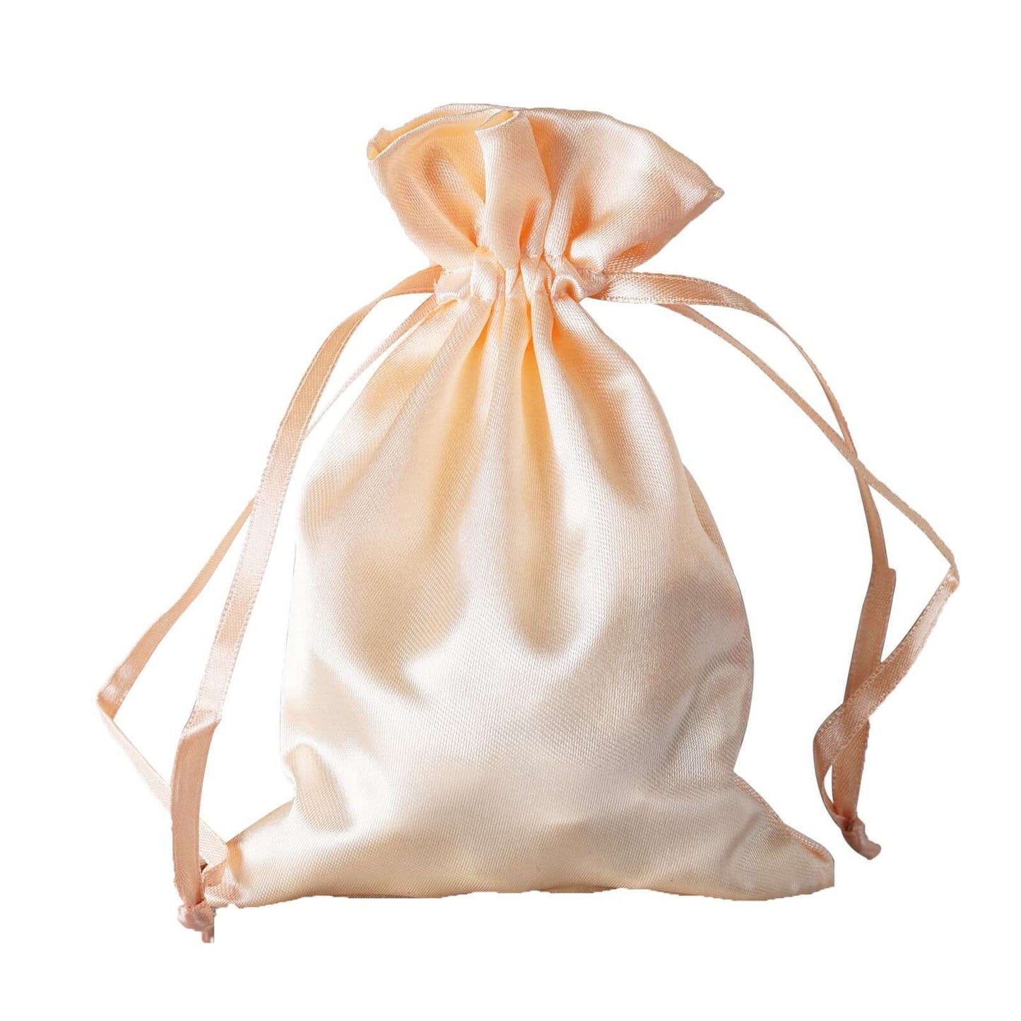12 Pack 4"x6" Peach Satin Drawstring Wedding Party Favor Gift Bags - Linen Luxes