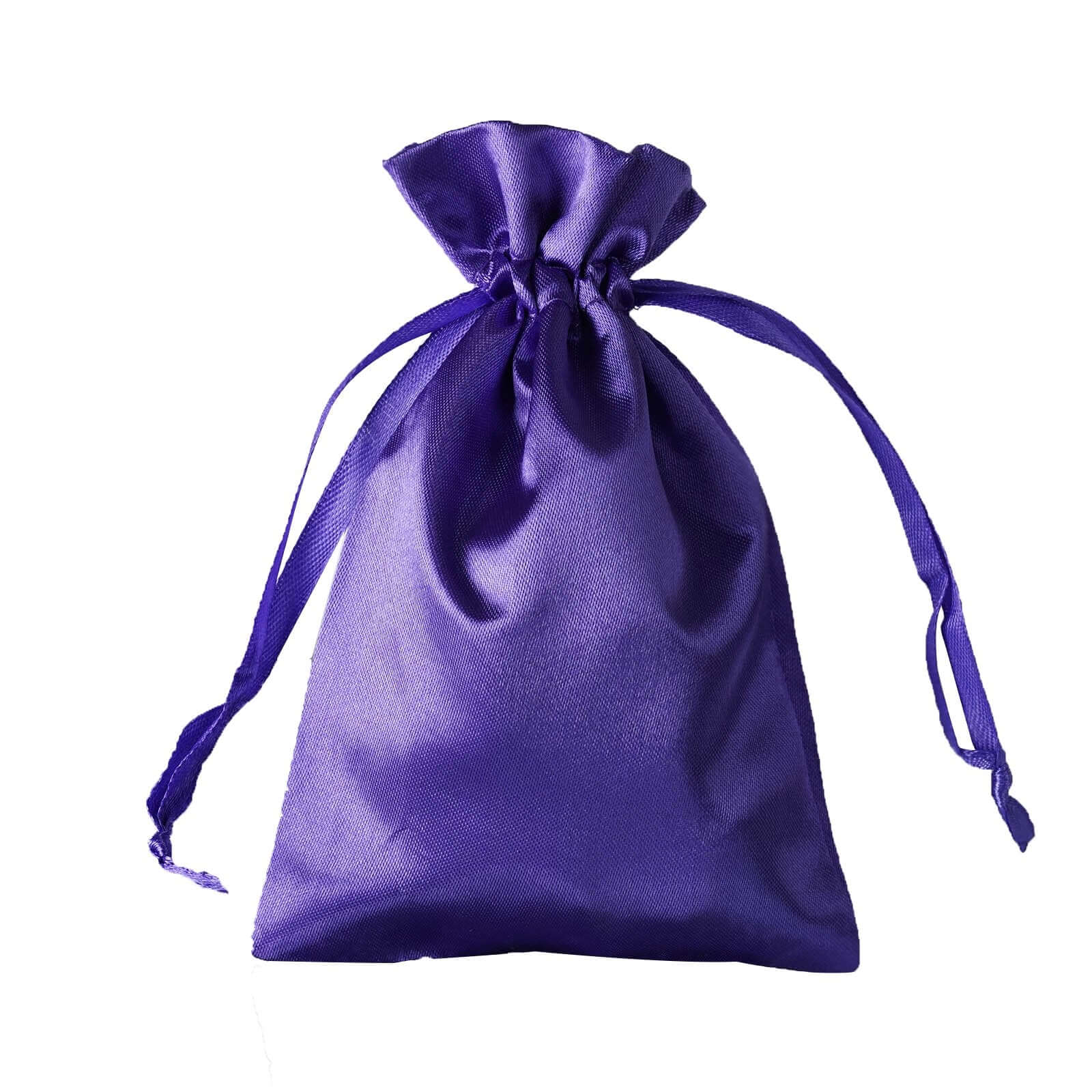 12 Pack 4"x6" Purple Satin Drawstring Wedding Party Favor Gift Bags - Linen Luxes