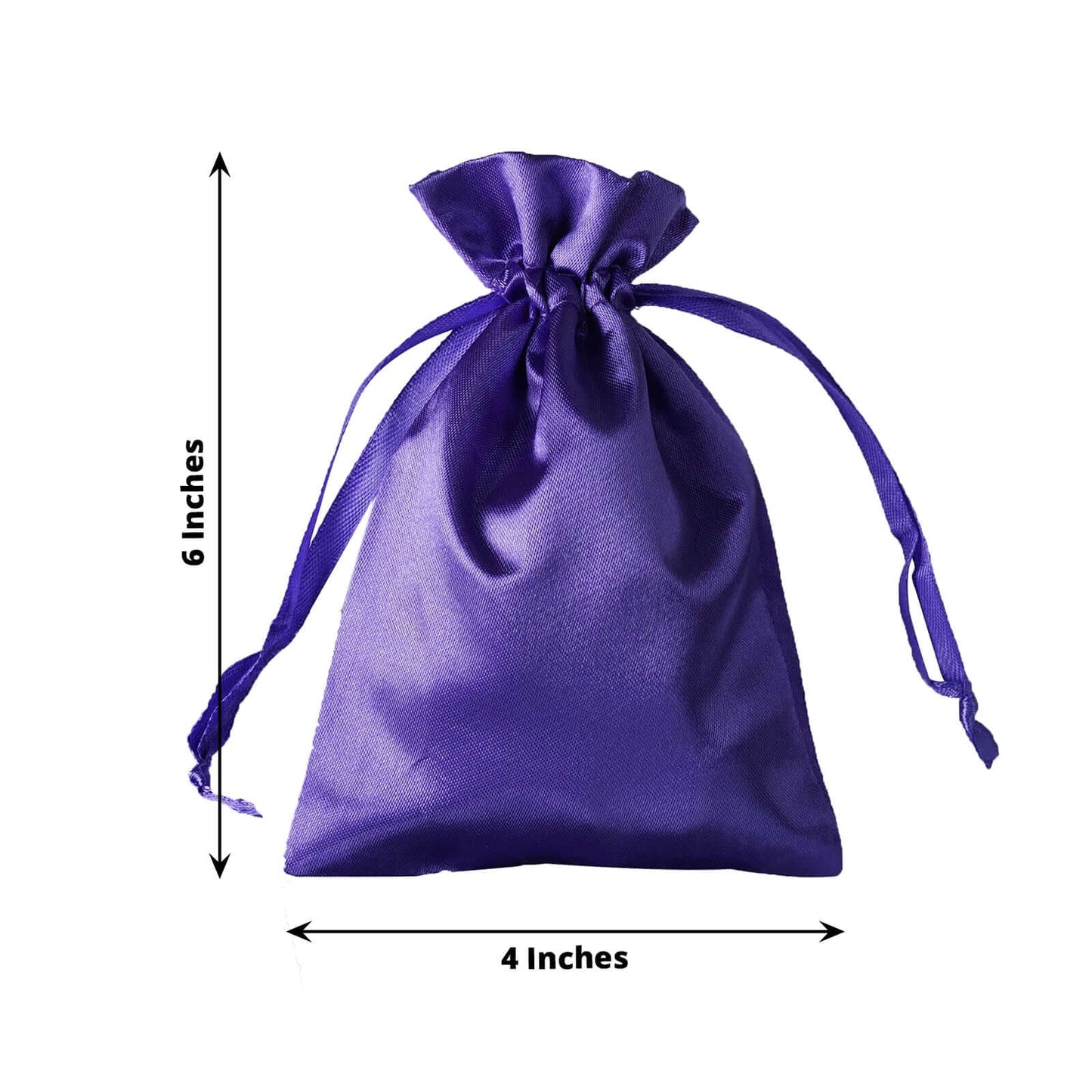 12 Pack 4"x6" Purple Satin Drawstring Wedding Party Favor Gift Bags - Linen Luxes