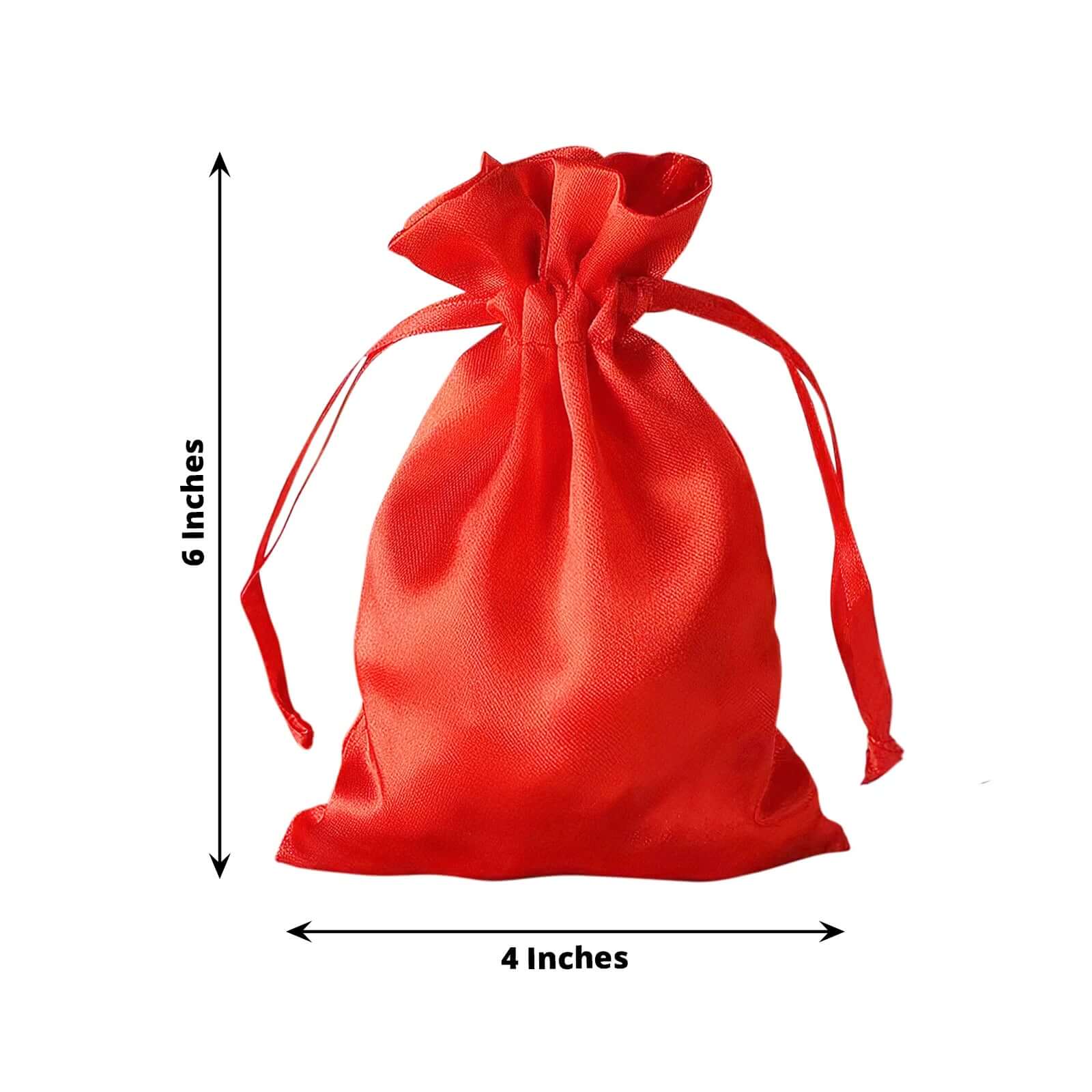 12 Pack 4"x6" Red Satin Drawstring Wedding Party Favor Gift Bags - Linen Luxes