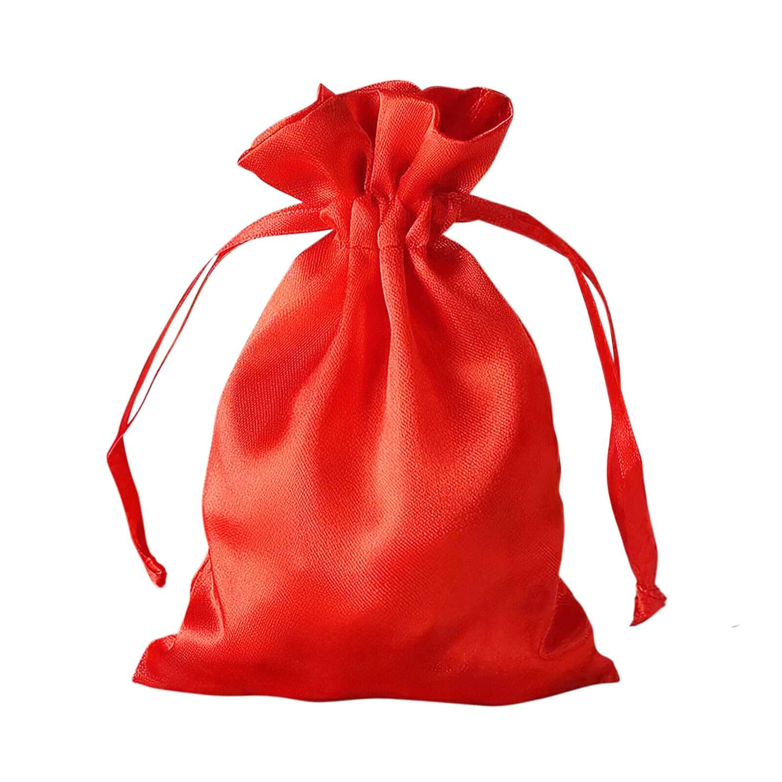 12 Pack 4"x6" Red Satin Drawstring Wedding Party Favor Gift Bags - Linen Luxes