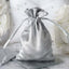 12 Pack 4"x6" Silver Satin Drawstring Wedding Party Favor Gift Bags - Linen Luxes