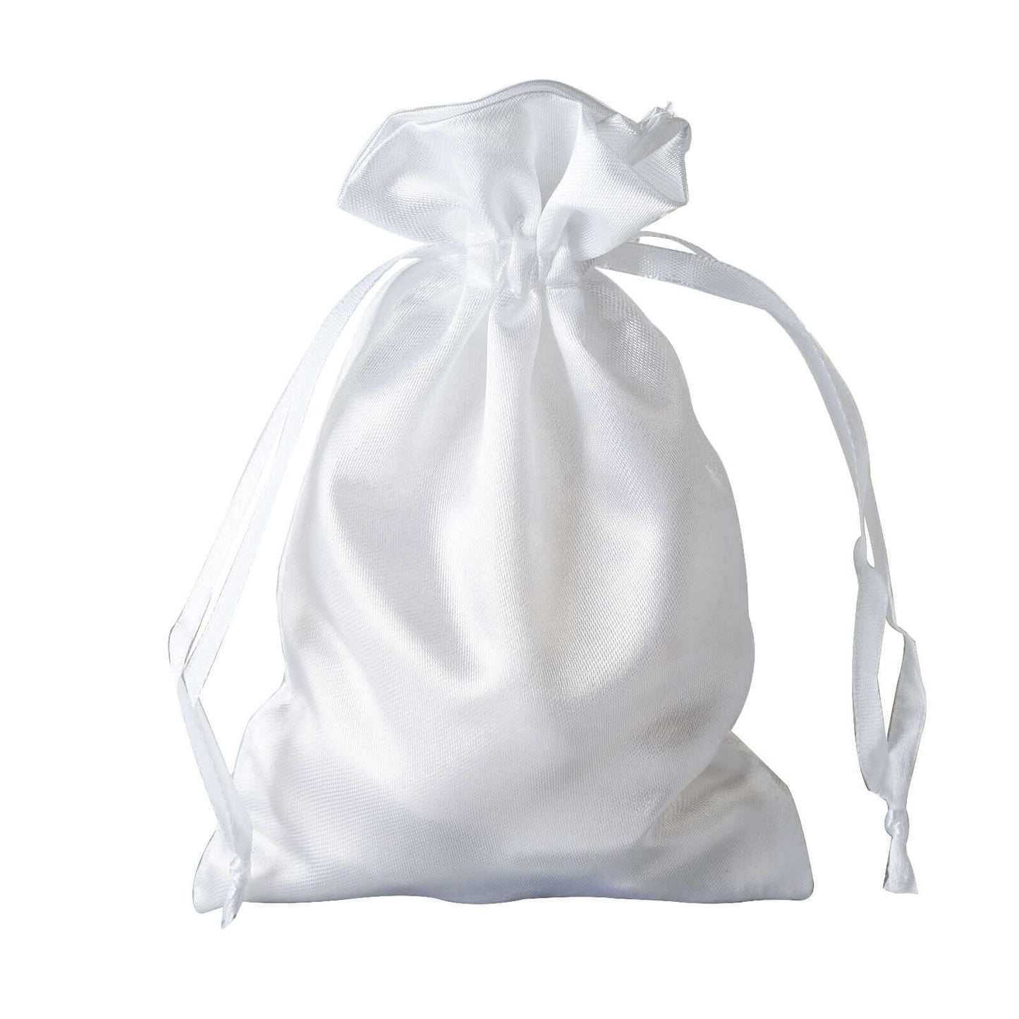 12 Pack 4"x6" White Satin Drawstring Wedding Party Favor Gift Bags - Linen Luxes