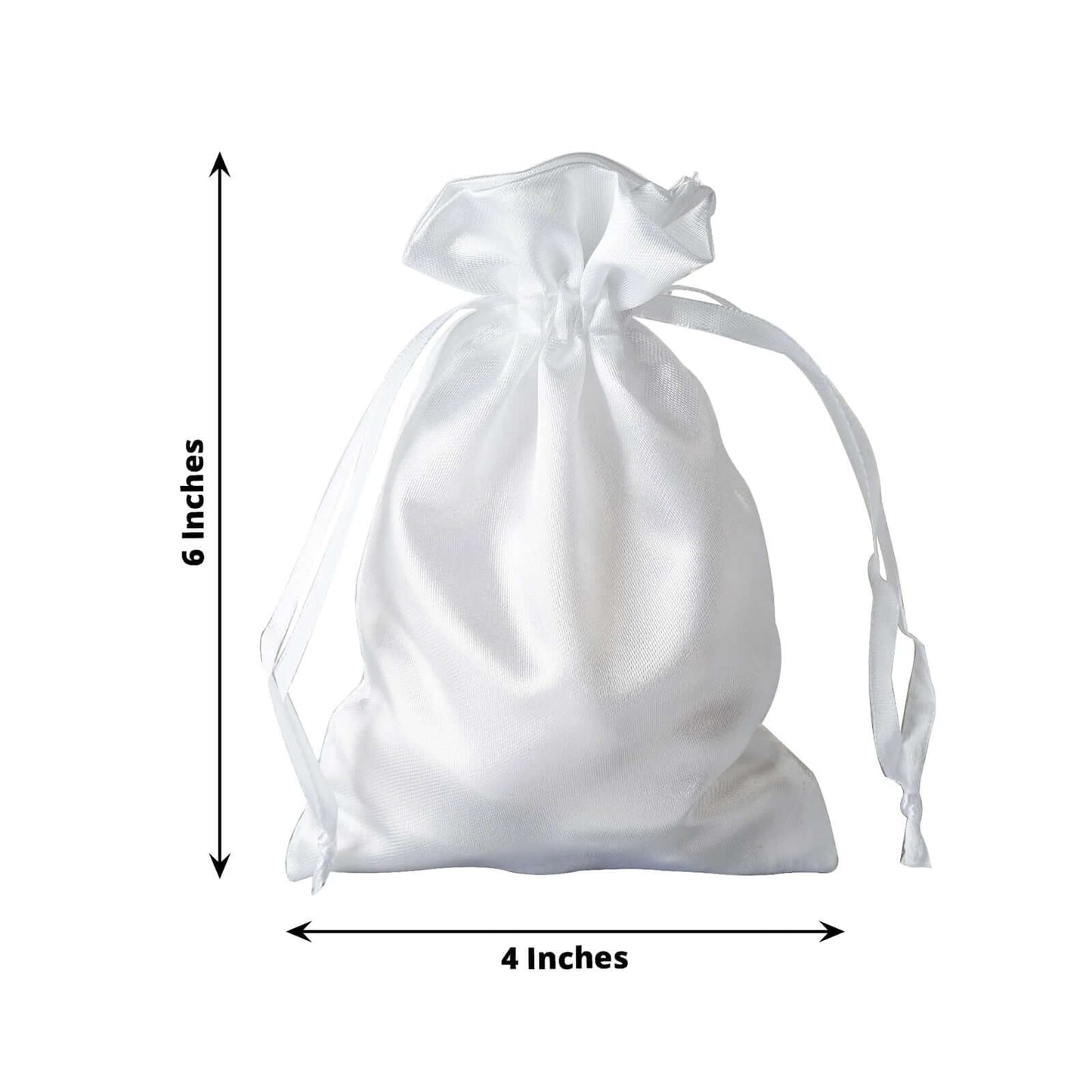 12 Pack 4"x6" White Satin Drawstring Wedding Party Favor Gift Bags - Linen Luxes