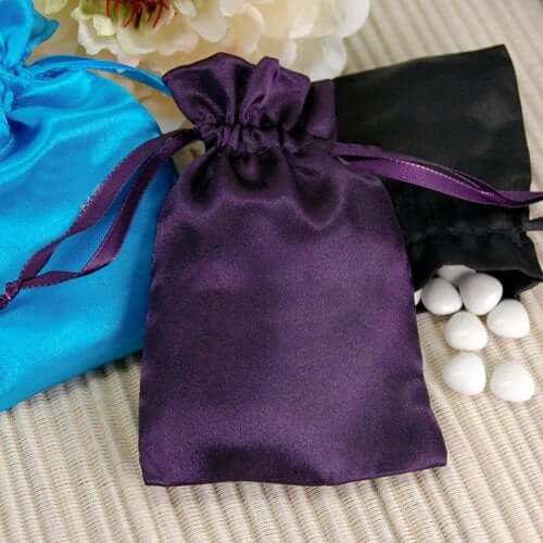 12 Pack 5"x7" Antique Gold Satin Drawstring Wedding Party Favor Gift Bags, Drawstring Pouch Gift Bags - Linen Luxes