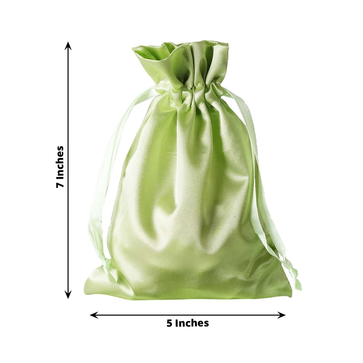 12 Pack 5"x7" Apple Green Satin Drawstring Wedding Party Favor Gift Bags, Drawstring Pouch Gift Bags - Linen Luxes