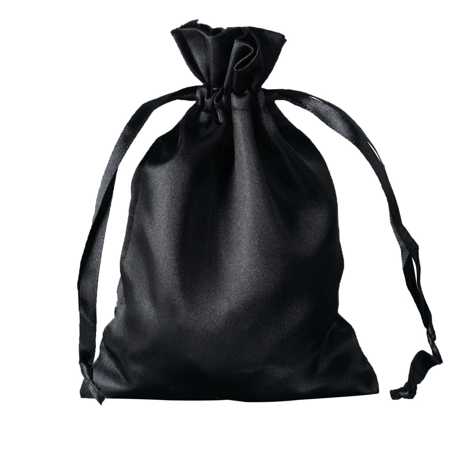 12 Pack 5"x7" Black Satin Drawstring Wedding Party Favor Gift Bags - Linen Luxes