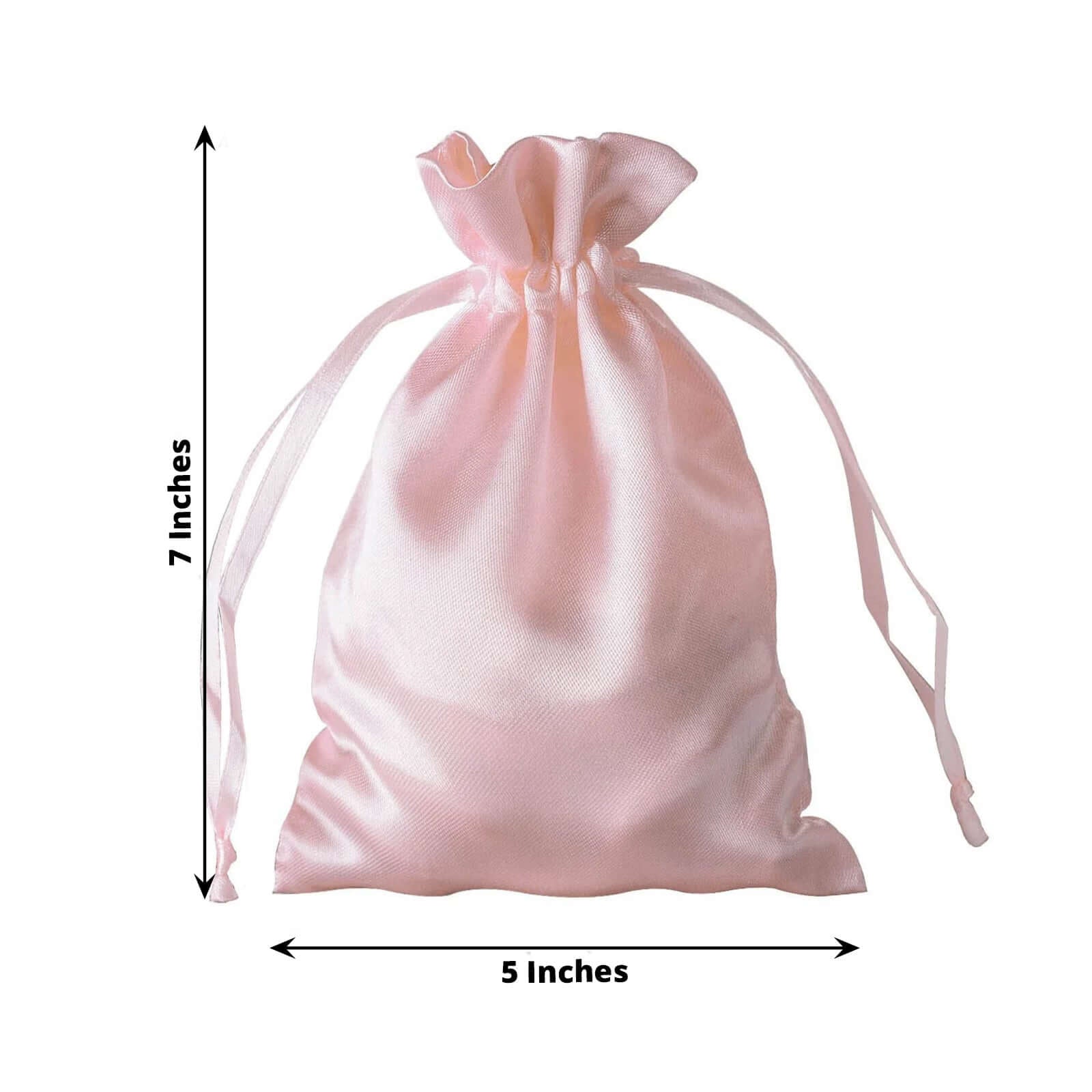 12 Pack 5"x7" Blush Satin Drawstring Wedding Party Favor Gift Bags, Drawstring Pouch Gift Bags - Linen Luxes