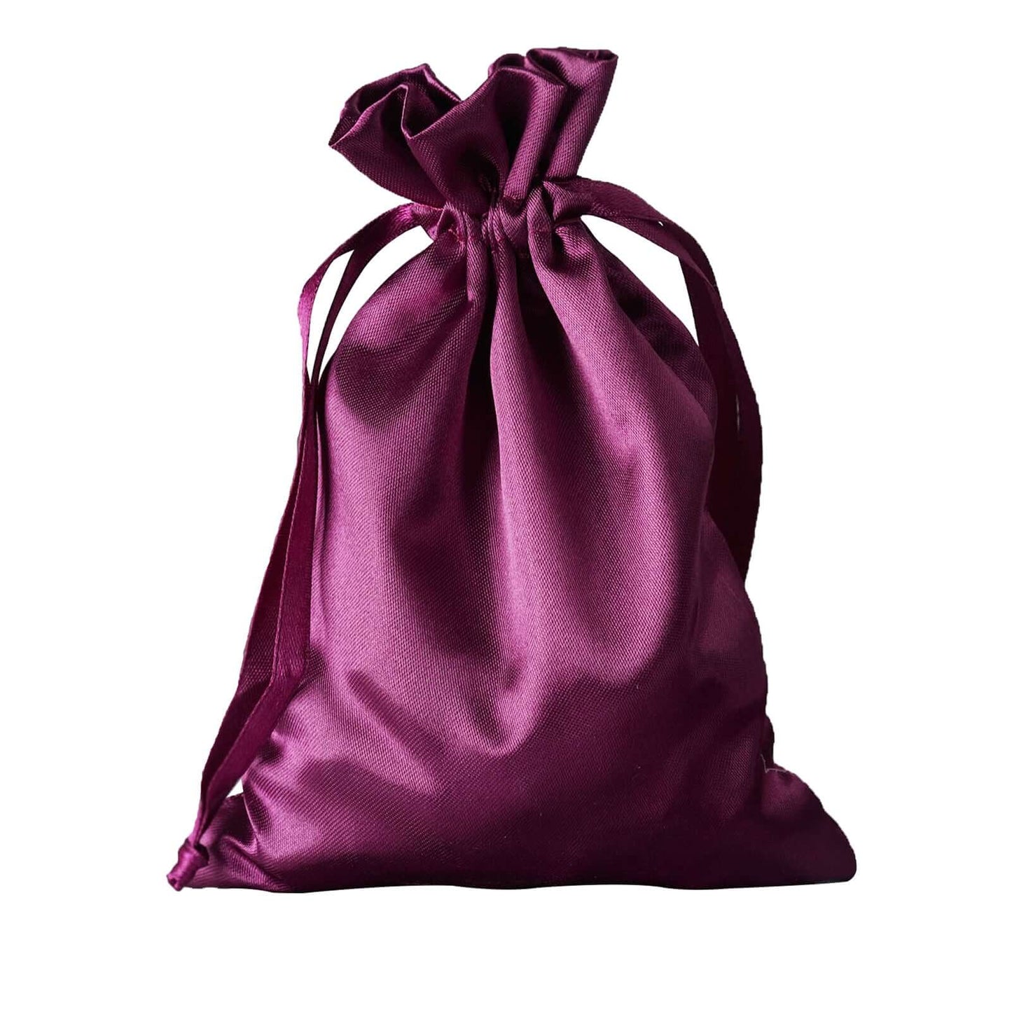 12 Pack 5"x7" Eggplant Satin Drawstring Wedding Party Favor Gift Bags - Linen Luxes
