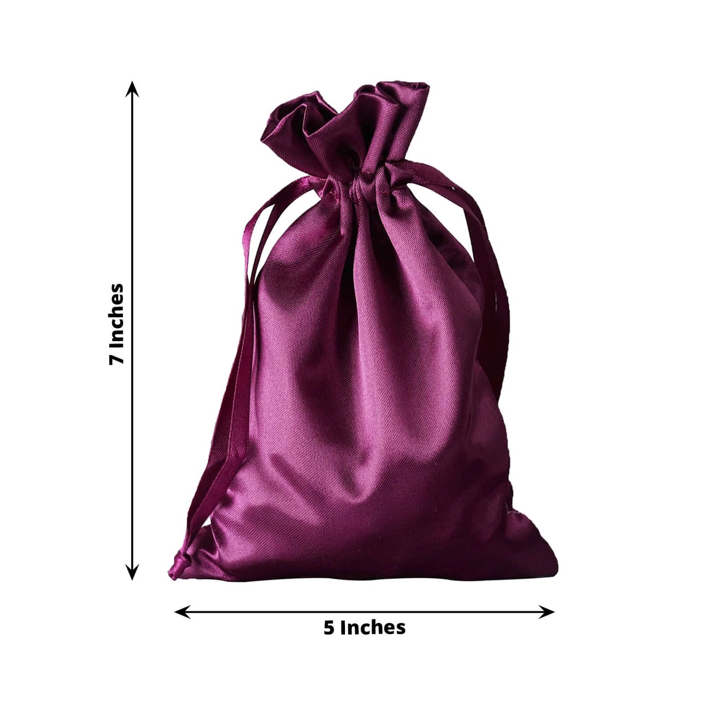 12 Pack 5"x7" Eggplant Satin Drawstring Wedding Party Favor Gift Bags - Linen Luxes