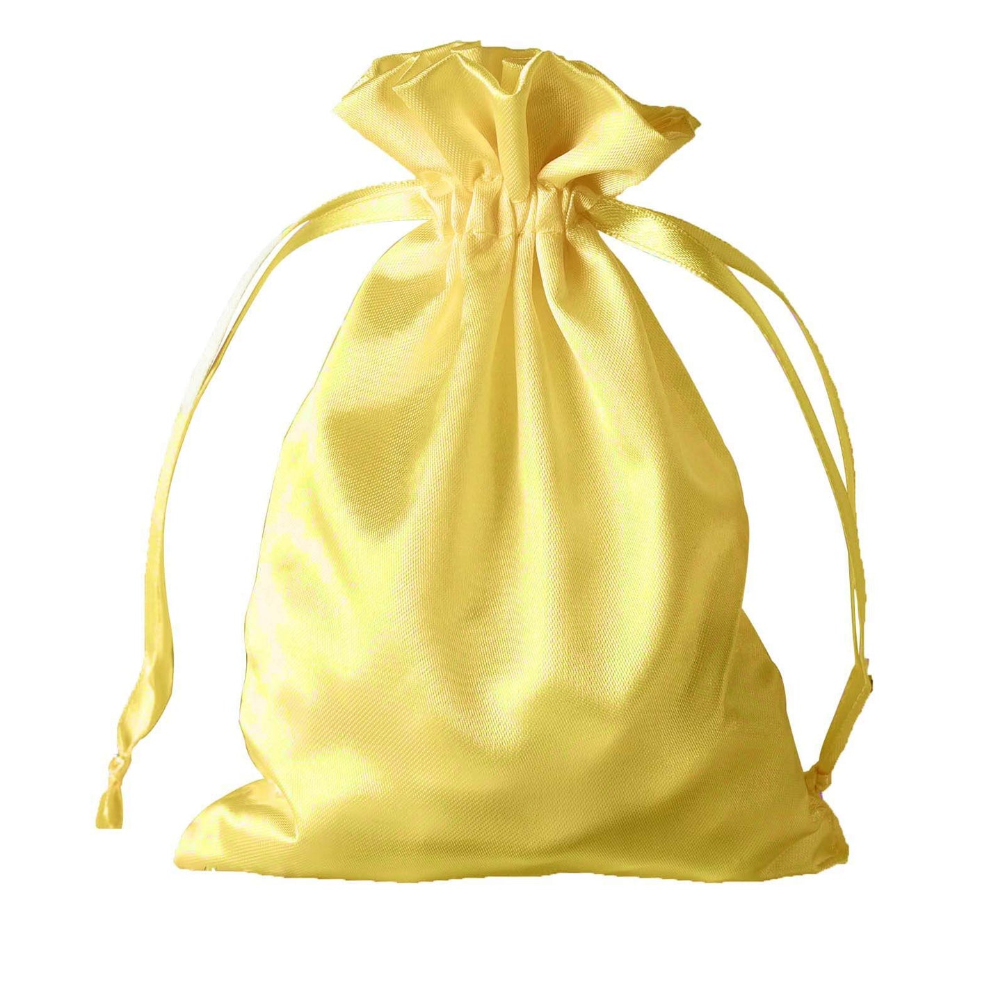 12 Pack 5"x7" Gold Satin Drawstring Wedding Party Favor Gift Bags - Linen Luxes