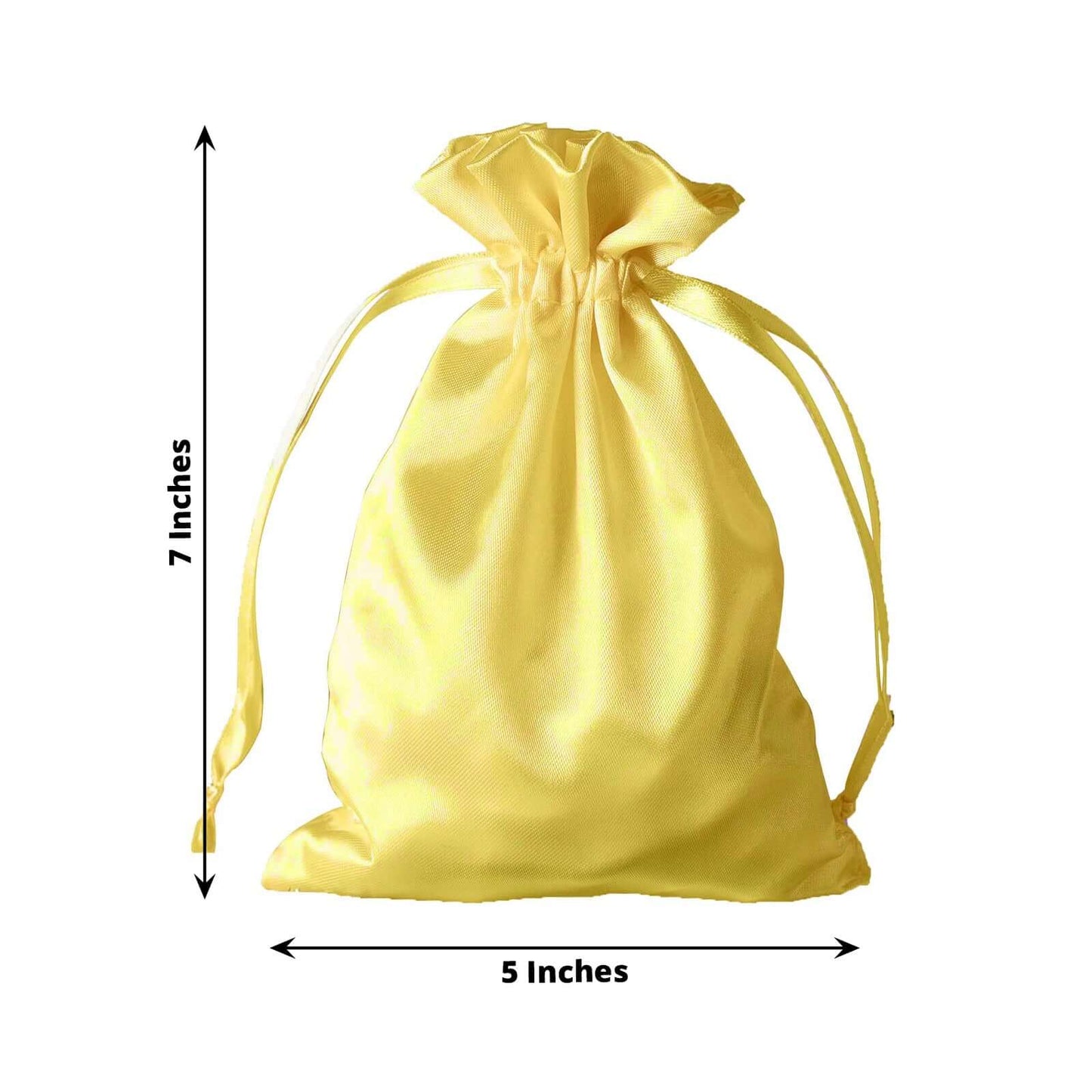 12 Pack 5"x7" Gold Satin Drawstring Wedding Party Favor Gift Bags - Linen Luxes