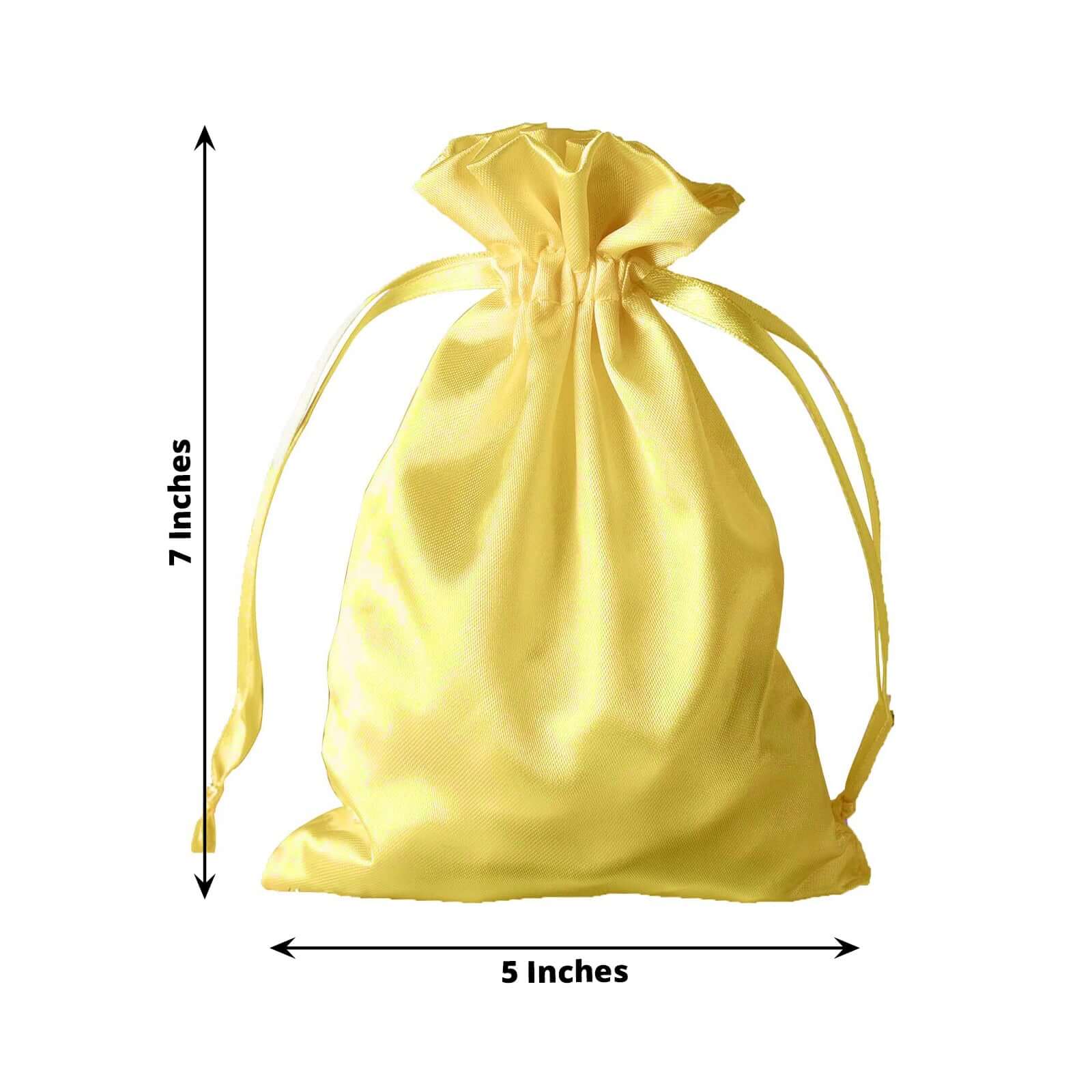 12 Pack 5"x7" Gold Satin Drawstring Wedding Party Favor Gift Bags - Linen Luxes