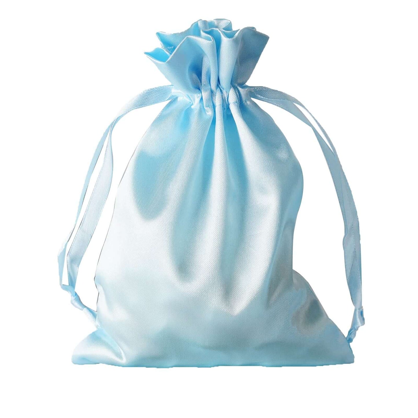 12 Pack 5"x7" Light Blue Satin Drawstring Wedding Party Favor Gift Bags - Linen Luxes