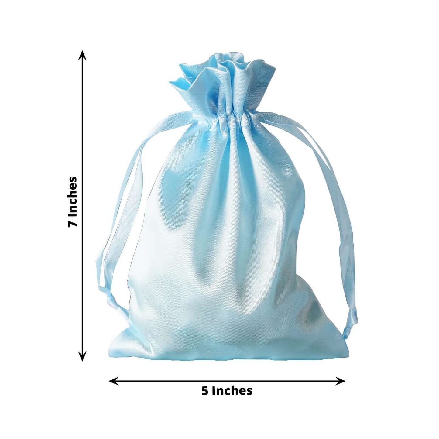 12 Pack 5"x7" Light Blue Satin Drawstring Wedding Party Favor Gift Bags - Linen Luxes
