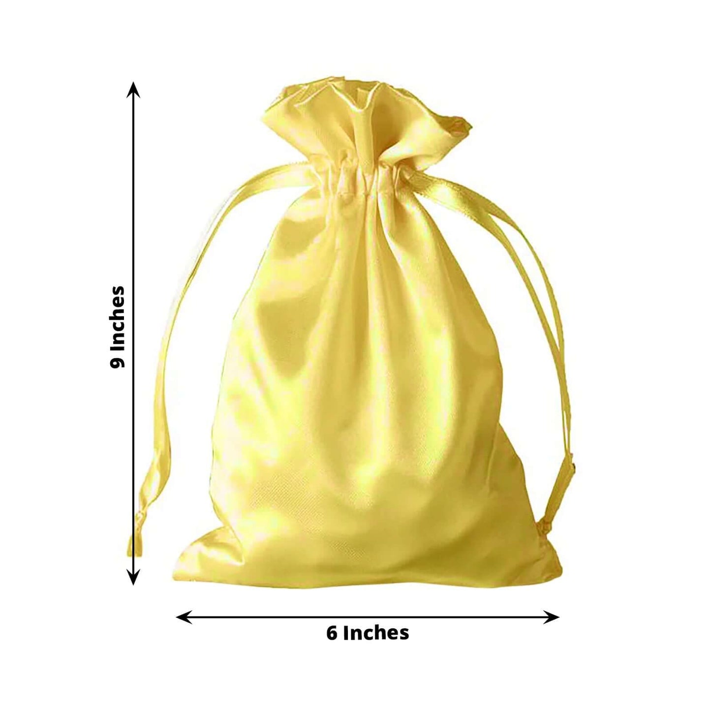 12 Pack 6"x9" Gold Satin Drawstring Wedding Party Favor Gift Bags - Linen Luxes