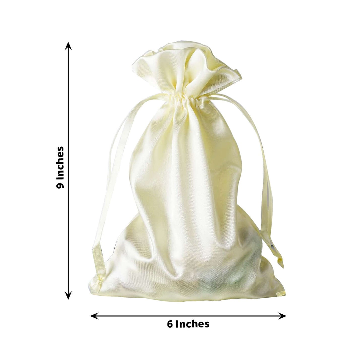 12 Pack 6"x9" Yellow Satin Drawstring Wedding Party Favor Gift Bags - Linen Luxes