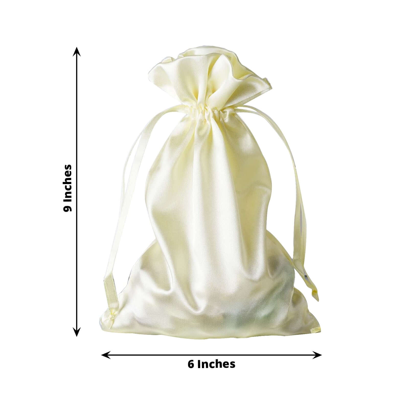 12 Pack 6"x9" Yellow Satin Drawstring Wedding Party Favor Gift Bags - Linen Luxes