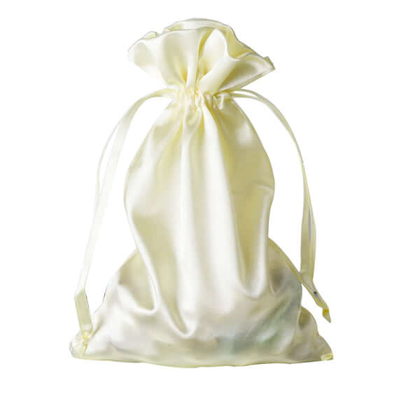 12 Pack 6"x9" Yellow Satin Drawstring Wedding Party Favor Gift Bags - Linen Luxes