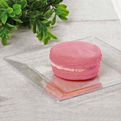 12 - Pack Appetizer Plates Mini Square Design Clear - Plastic Disposable Plates for Desserts 4" - Linen Luxes